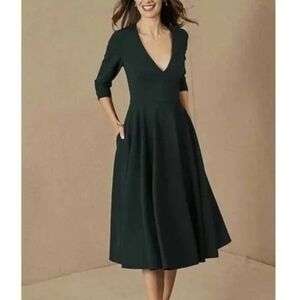 BHLDN Dark Green Midi Dress